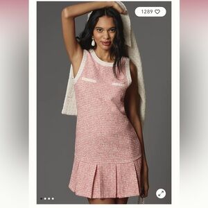 Maeve Sleeveless Tweed Pleated Mini Dress